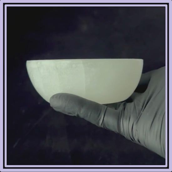 Selenite crystal bowl, hand-tinted  shimmering emerald green for prosperity. 