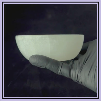 Selenite crystal bowl, hand-tinted  shimmering emerald green for prosperity. 